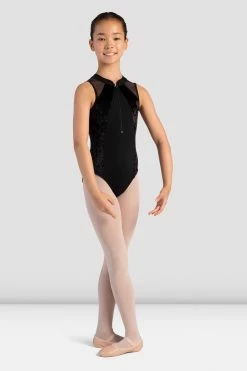 Cheapest 🔥 BLOCHSTORE-US 👧 Girls Maddinson Velvet Zipper Front Leotard Black 🤩