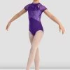 Brand new ⭐ BLOCHSTORE-US 👧 Girls Sasha Velvet Mock Neck Leotard Amethyst ⭐ -Children Dancewear Sales CL4152 AMT FRONT