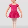Promo 🛒 BLOCHSTORE-US 👧 Girls Dora Cap Sleeve Tutu Leotard Hot Pink 👏 -Children Dancewear Sales CL4322 HPK Front