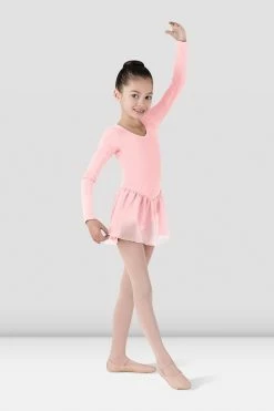 Budget ⌛ BLOCHSTORE-US 👧 Girls Long Sleeve 👗 Skirted Leotard Light Pink ❤️