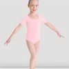 Coupon 💯 BLOCHSTORE-US 👧 Girls Short Sleeve Round Neck Leotard 🍬 Candy Pink 🌟 -Children Dancewear Sales CL5402 CDP
