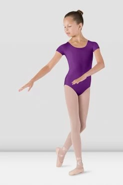Children Dancewear Sales 3 Hot Sale ๐งจ BLOCHSTORE-US ๐ง Girls Dujour Cap Sleeve Leotard Aubergine ๐
