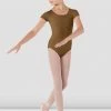 New 👍 BLOCHSTORE-US 👧 Girls Dujour Cap Sleeve Leotard Almond 👏 -Children Dancewear Sales CL5602 Front ALM