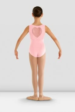 Discount ⭐ BLOCHSTORE-US 👧 Girls Miame Heart Mesh Leotard 🍬 Candy Pink 👏