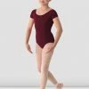 Promo 🛒 BLOCHSTORE-US 👧 Girls Mirella Classic Short Sleeve Leotard Burgundy 😉