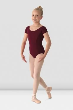 Promo ๐ BLOCHSTORE-US ๐ง Girls Mirella Classic Short Sleeve Leotard Burgundy ๐