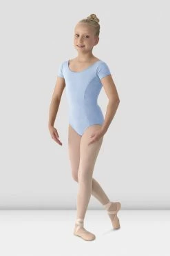 Wholesale ⭐ BLOCHSTORE-US 👧 Girls Mirella Classic Short Sleeve Leotard Light Blue 🛒