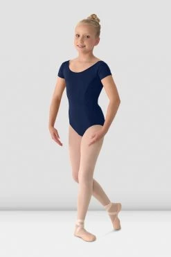 Coupon 🤩 BLOCHSTORE-US 👧 Girls Mirella Classic Short Sleeve Leotard Navy ❤️
